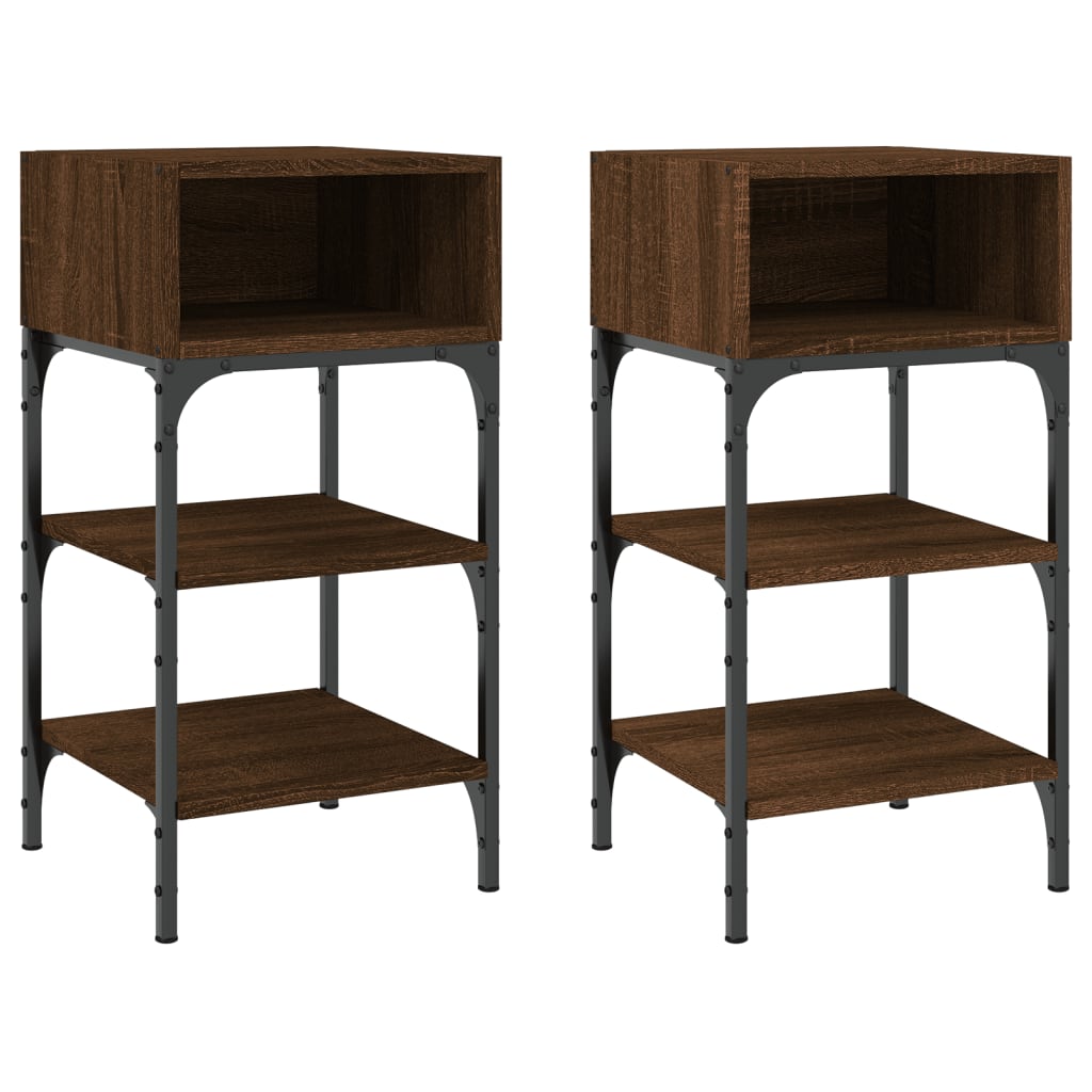 Bedside Tables 2 pcs Brown Oak 35x34.5x70 cm Engineered Wood