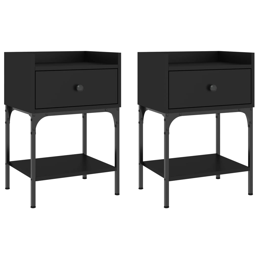 Bedside Tables 2 pcs Black 40.5x31x60 cm Engineered Wood