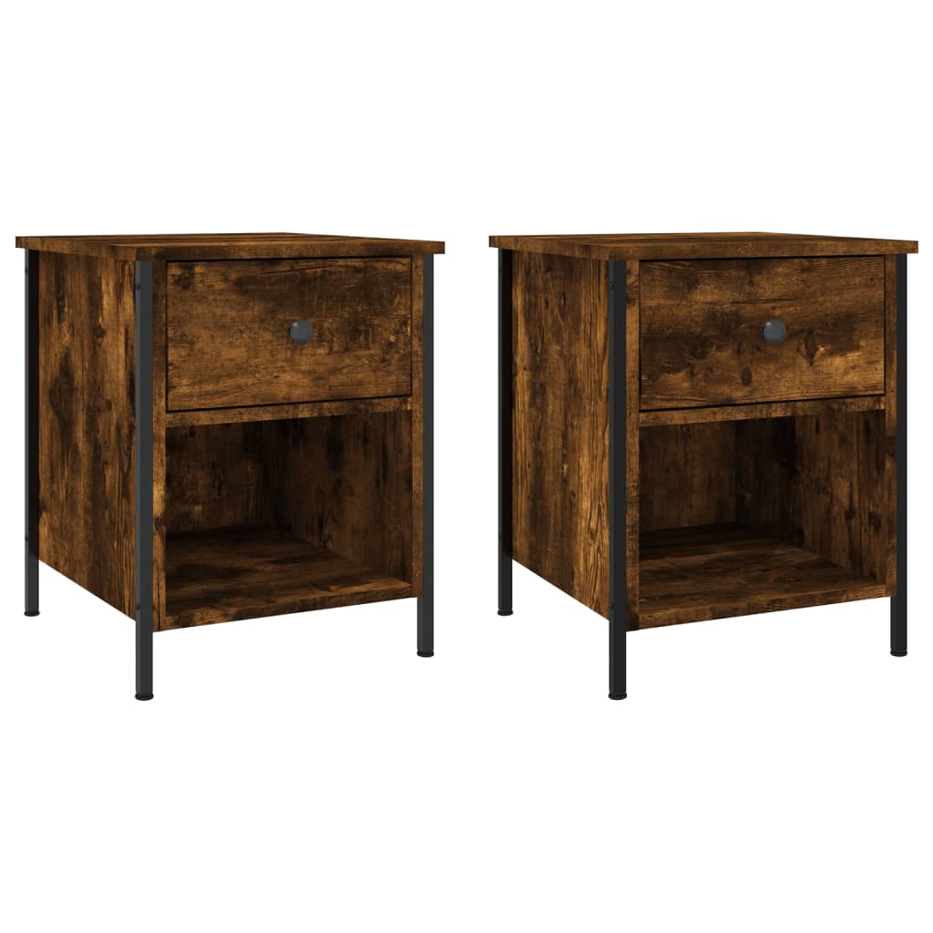 Bedside Cabinets 2 pcs Smoked Oak 40x42x50 cm Engineered Wood