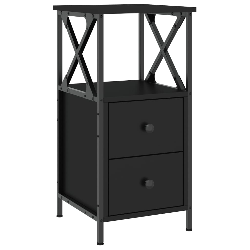 Bedside Cabinets 2 pcs Black 34x35.5x70 cm Engineered Wood