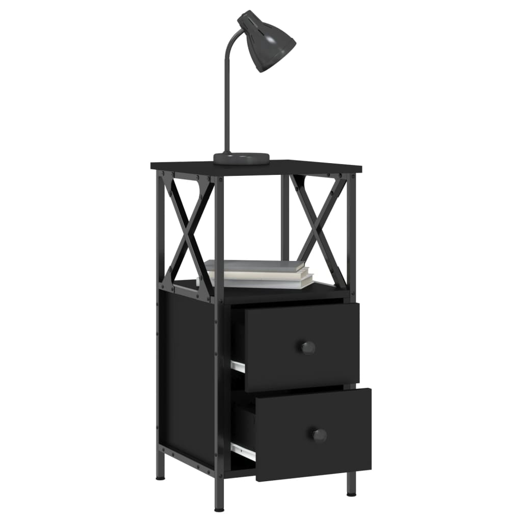 Bedside Cabinets 2 pcs Black 34x35.5x70 cm Engineered Wood