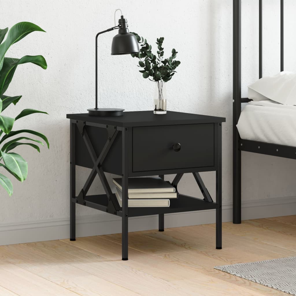 Bedside Table Black 40x42x45 cm Engineered Wood