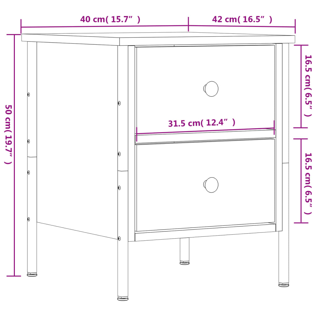 Bedside Cabinets 2 pcs Smoked Oak 40x42x50 cm Engineered Wood