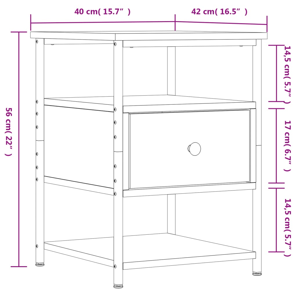 Bedside Cabinet Sonoma Oak 40x42x56 cm Engineered Wood