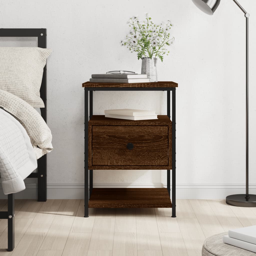 Bedside Cabinet Brown Oak 40x42x56 cm Engineered Wood