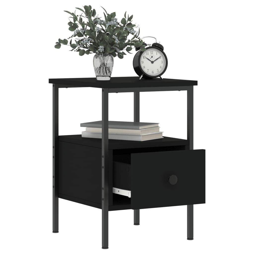 Bedside Cabinet Black 34x36x50 cm Engineered Wood