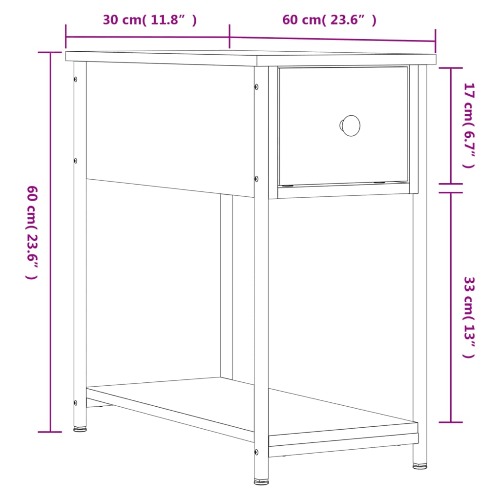 Bedside Cabinet Grey Sonoma 30x60x60 cm Engineered Wood