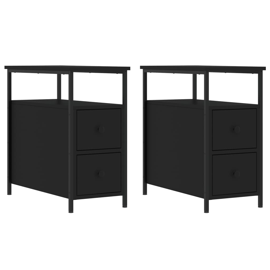 Bedside Cabinets 2 pcs Black 30x60x60 cm Engineered Wood