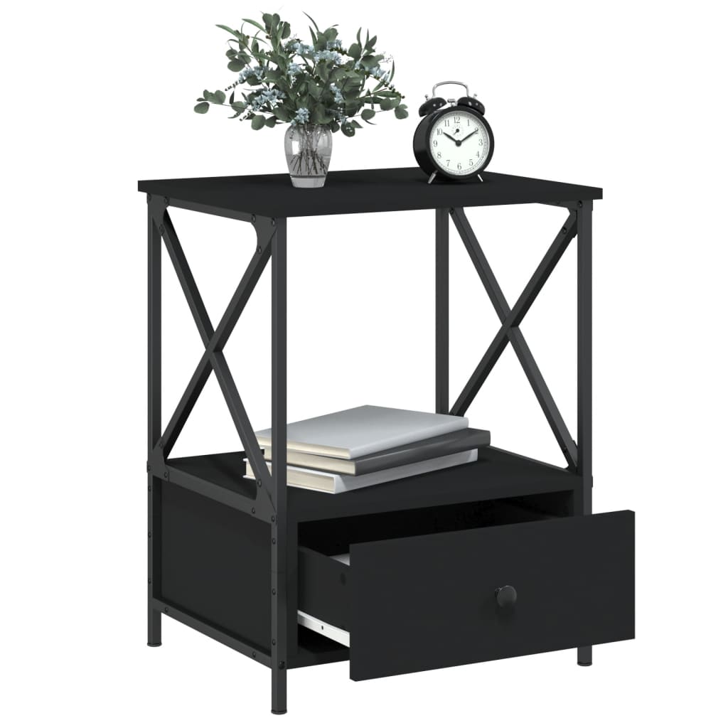 Bedside Table Black 50x41x65 cm Engineered Wood