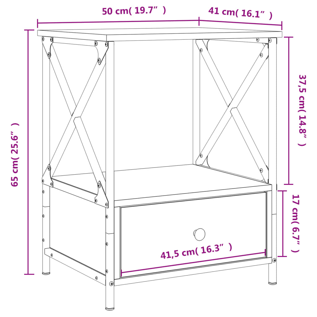 Bedside Tables 2 pcs Grey Sonoma 50x41x65 cm Engineered Wood