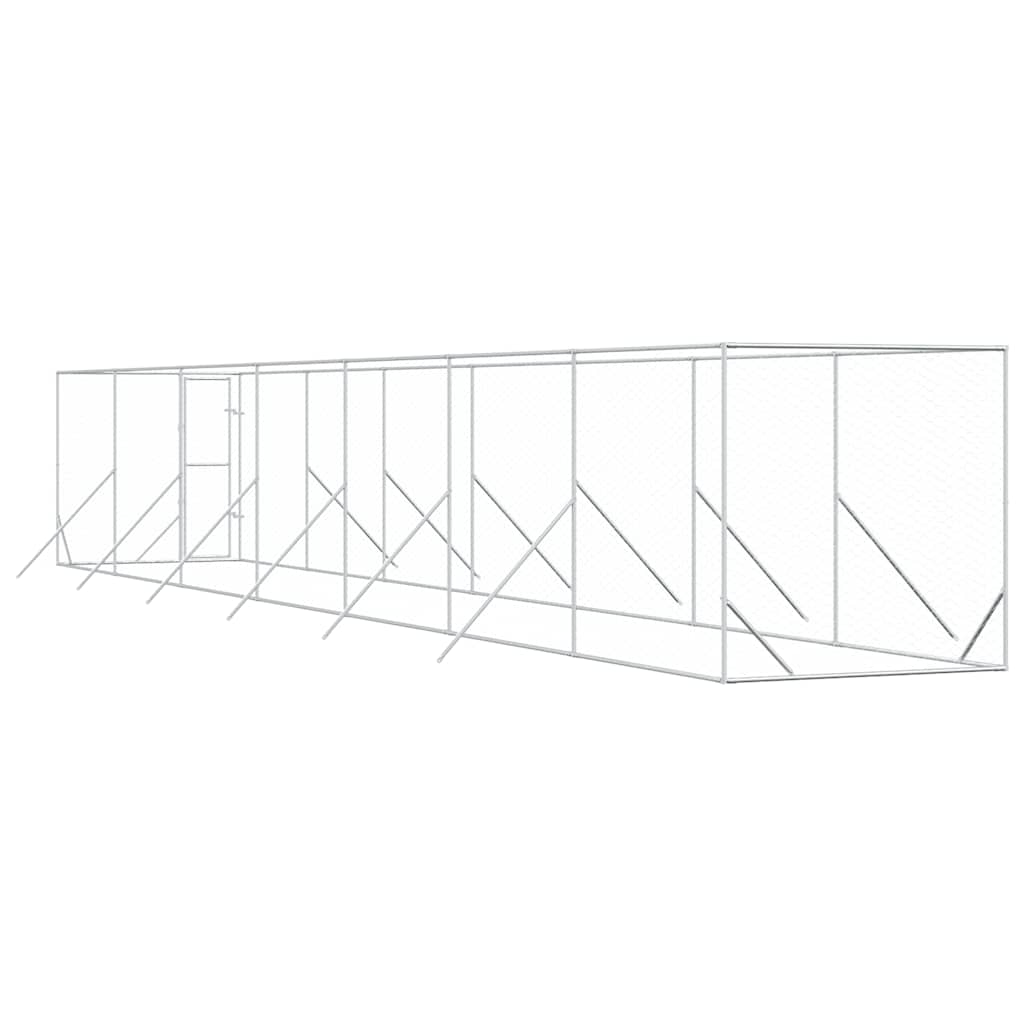 Outdoor Dog Kennel Silver 2x14x2 m Galvanised Steel