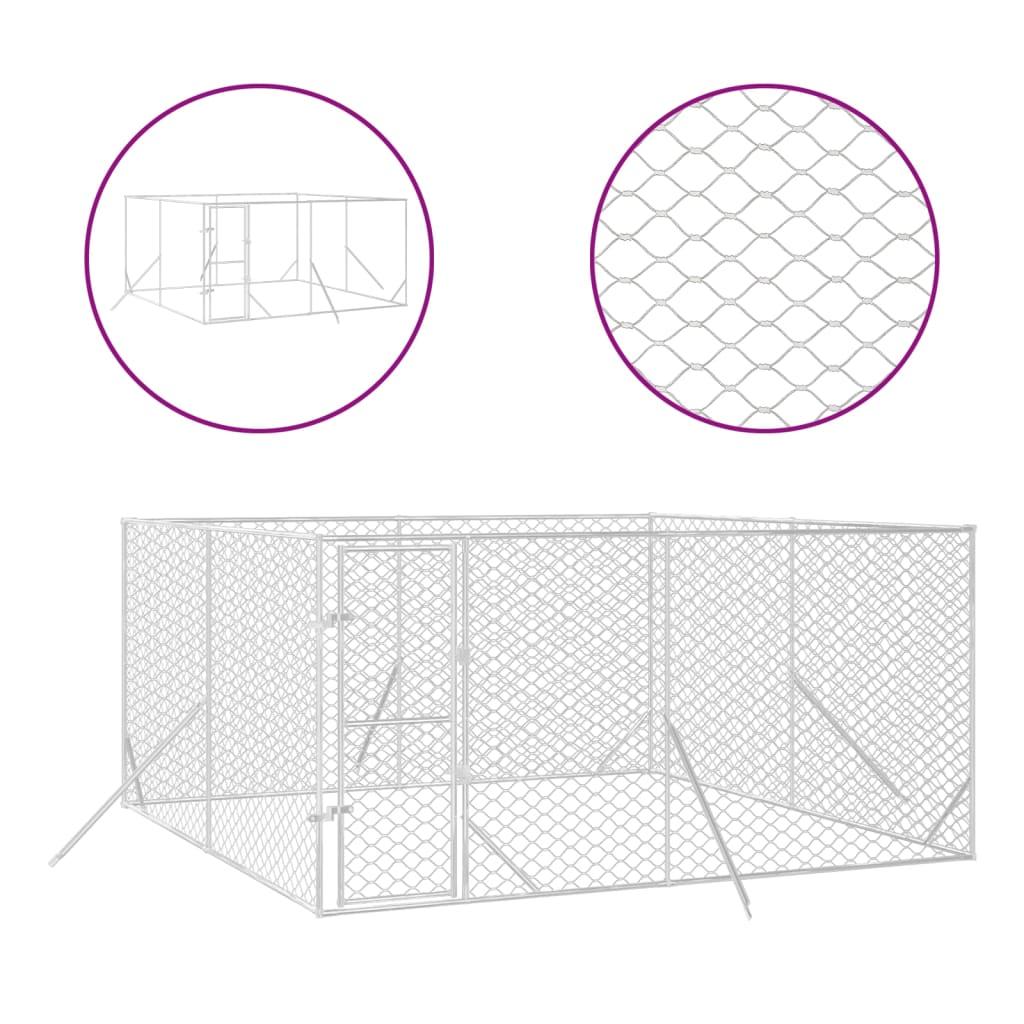 Outdoor Dog Kennel Silver 4x4x2 m Galvanised Steel