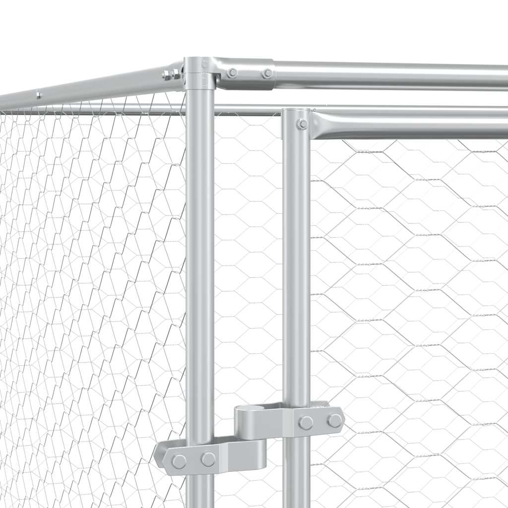 Outdoor Dog Kennel Silver 4x4x2 m Galvanised Steel