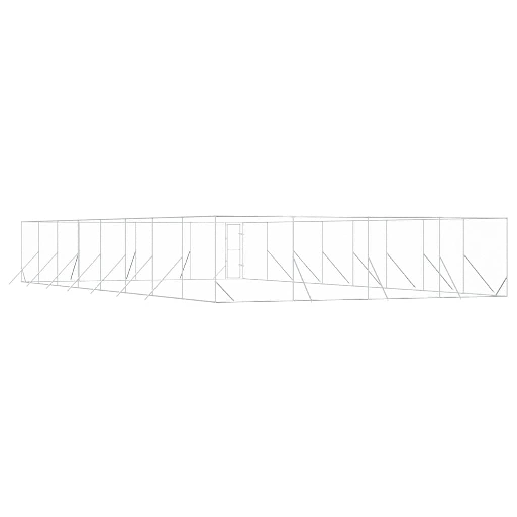 Outdoor Dog Kennel Silver 8x16x2 m Galvanised Steel