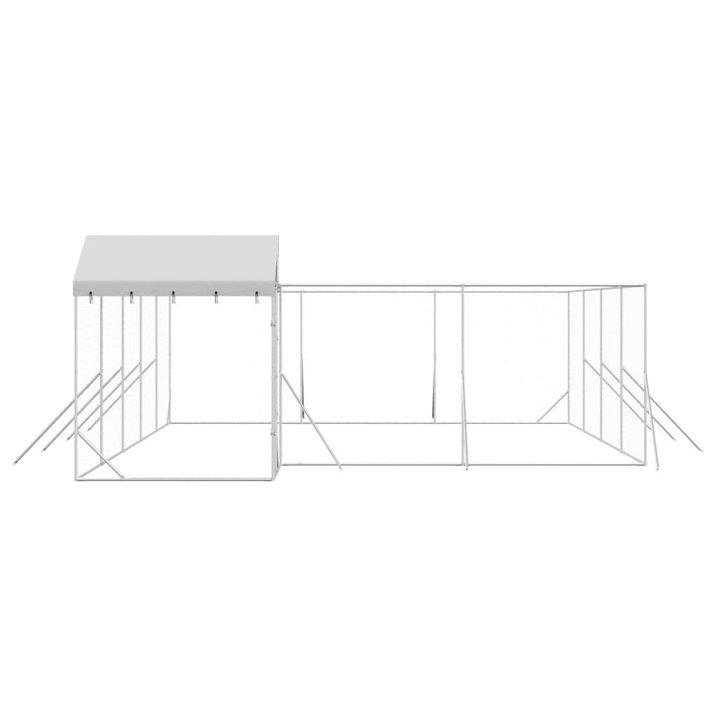 Outdoor Dog Kennel with Roof Silver 10x6x2.5 m Galvanised Steel