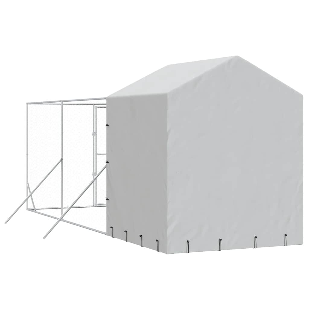 Outdoor Dog Kennel with Roof Silver 2x6x2.5 m Galvanised Steel