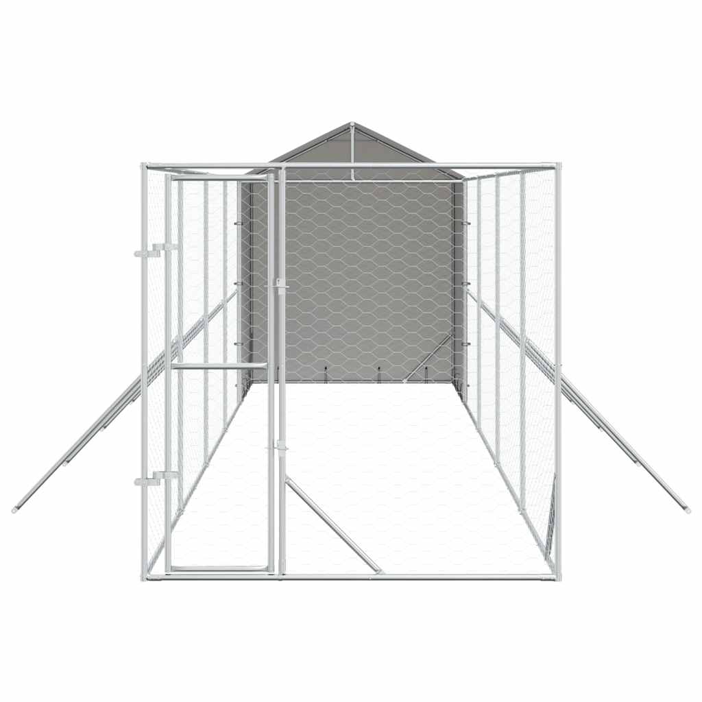 Outdoor Dog Kennel with Roof Silver 2x10x2.5 m Galvanised Steel