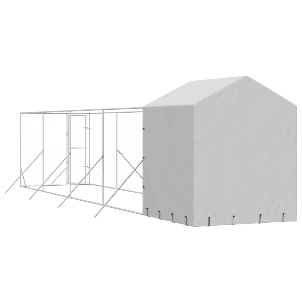 Outdoor Dog Kennel with Roof Silver 2x10x2.5 m Galvanised Steel