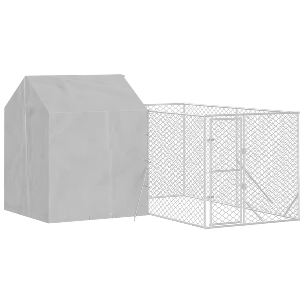 Outdoor Dog Kennel with Roof Silver 4x4x2.5 m Galvanised Steel