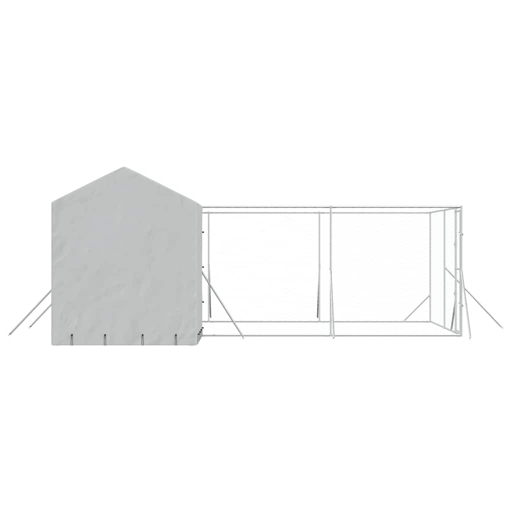 Outdoor Dog Kennel with Roof Silver 6x6x2.5 m Galvanised Steel