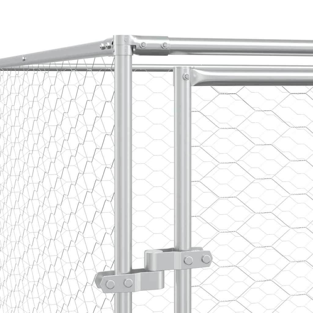 Outdoor Dog Kennel with Roof Silver 10x6x2.5 m Galvanised Steel