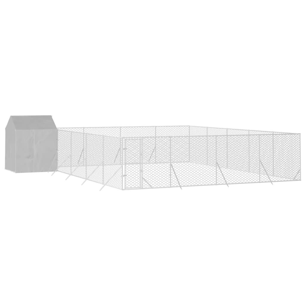 Outdoor Dog Kennel with Roof Silver 10x10x2.5 m Galvanised Steel