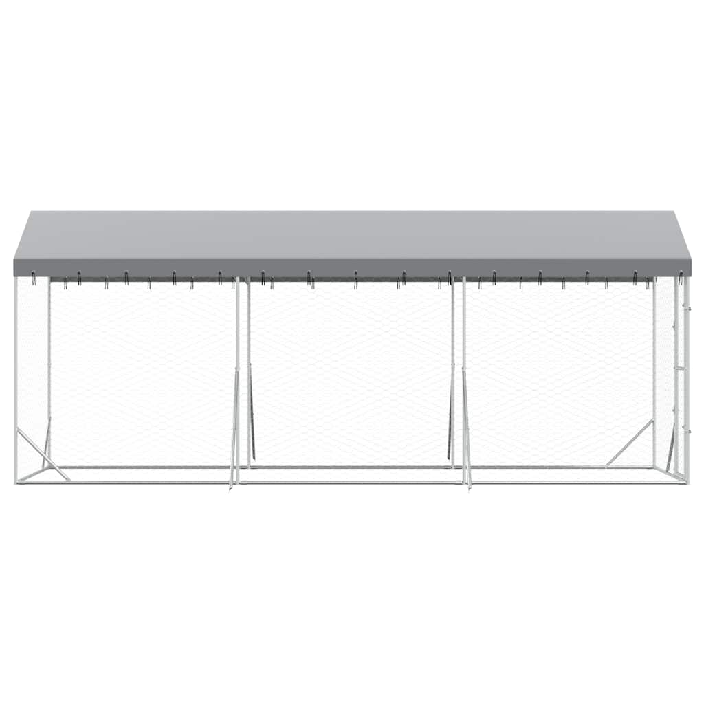 Outdoor Dog Kennel with Roof Silver 2x6x2.5 m Galvanised Steel