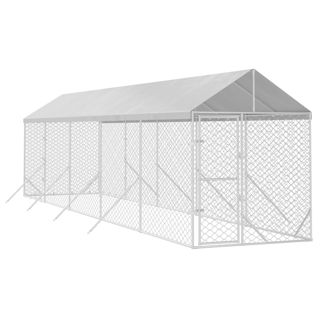 Outdoor Dog Kennel with Roof Silver 2x10x2.5 m Galvanised Steel