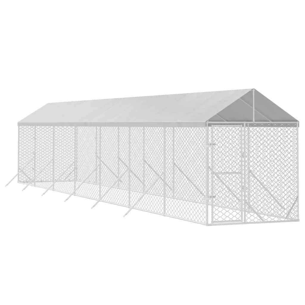 Outdoor Dog Kennel with Roof Silver 2x14x2.5 m Galvanised Steel