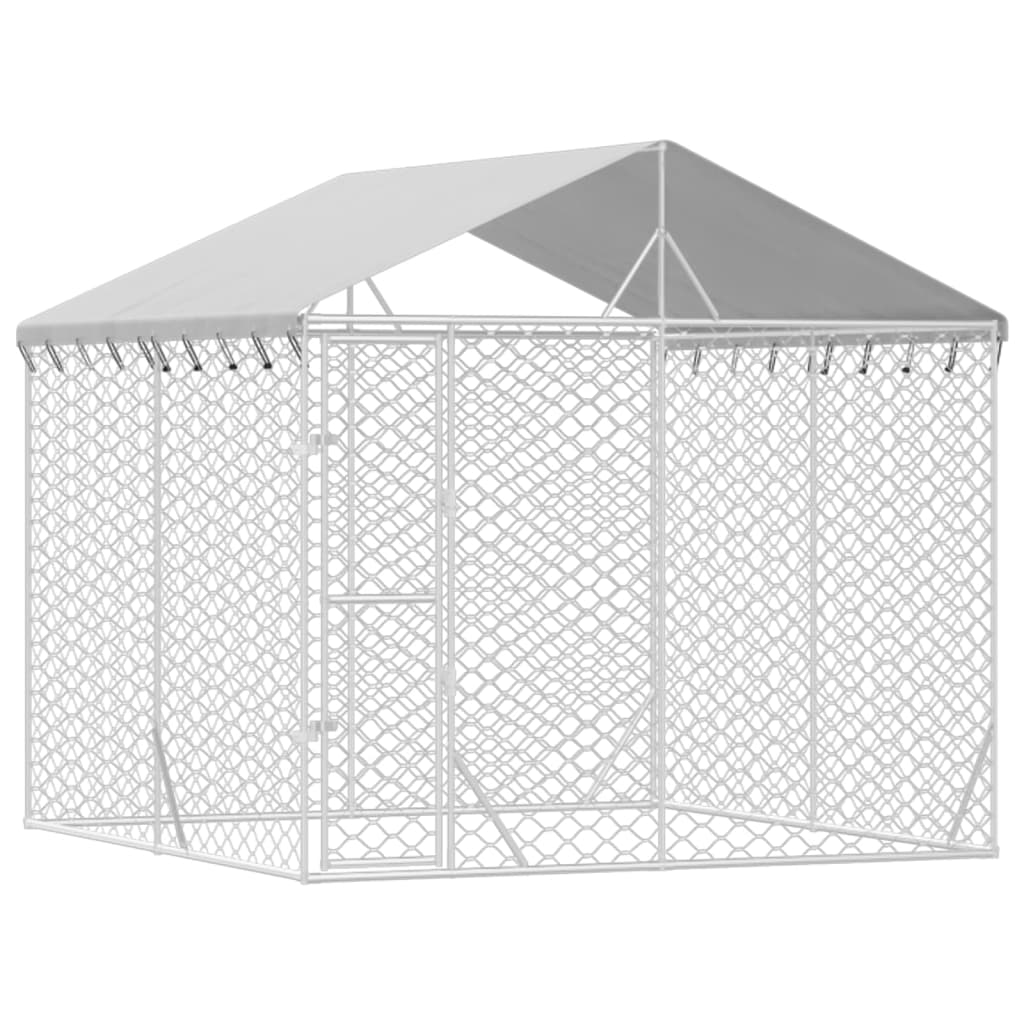 Outdoor Dog Kennel with Roof Silver 3x3x2.5 m Galvanised Steel