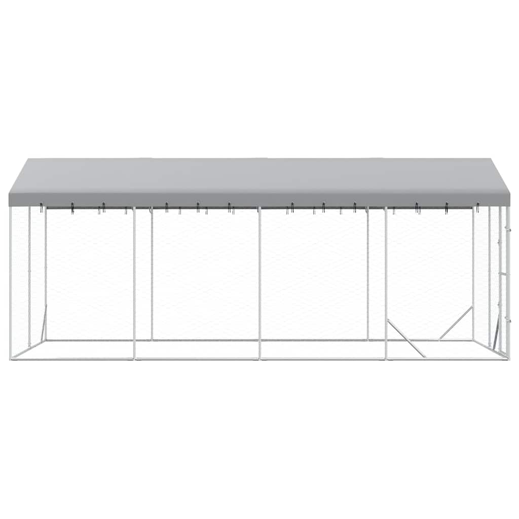 Outdoor Dog Kennel with Roof Silver 3x6x2.5 m Galvanised Steel