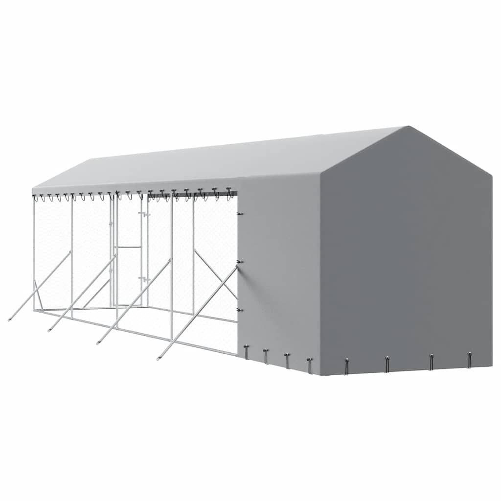 Outdoor Dog Kennel with Roof Silver 2x10x2.5 m Galvanised Steel