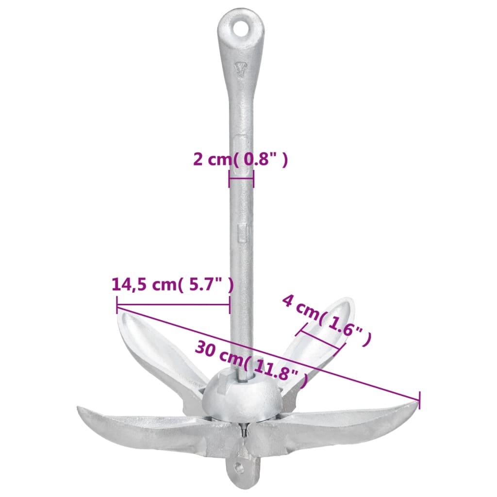 Folding Anchor Silver 2.5 kg Malleable Iron