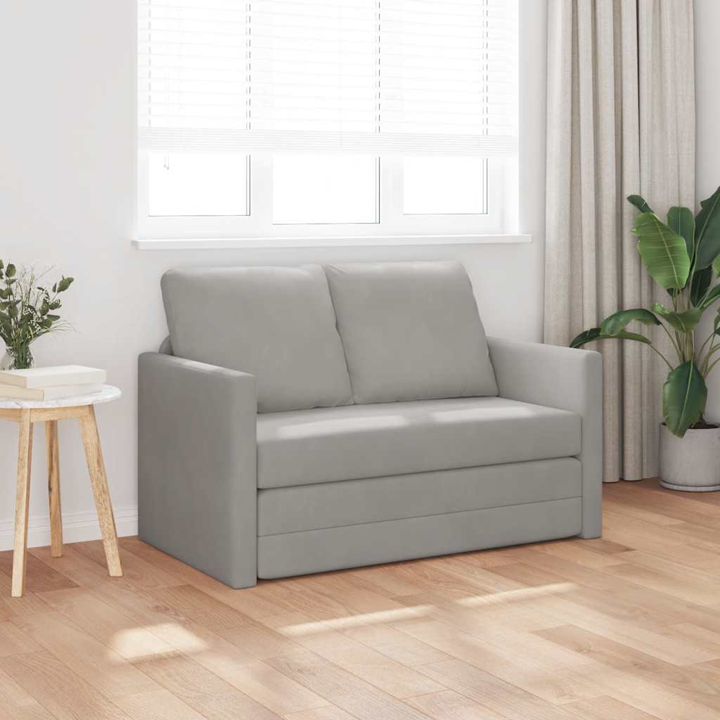 Floor Sofa Bed 2-in-1 Light Grey 122x204x55 cm Velvet