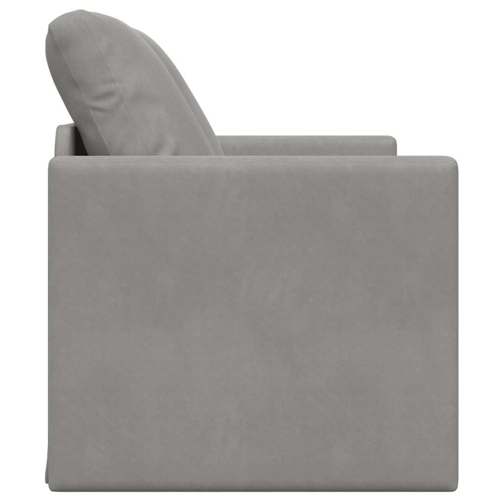 Floor Sofa Bed 2-in-1 Light Grey 122x204x55 cm Velvet