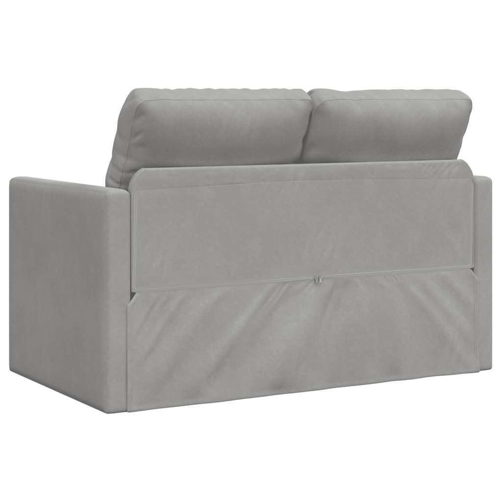 Floor Sofa Bed 2-in-1 Light Grey 122x204x55 cm Velvet