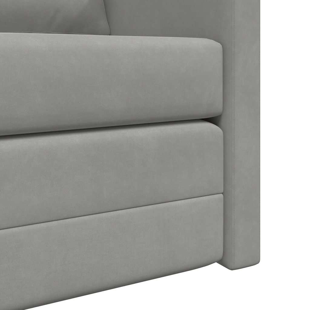 Floor Sofa Bed 2-in-1 Light Grey 122x204x55 cm Velvet