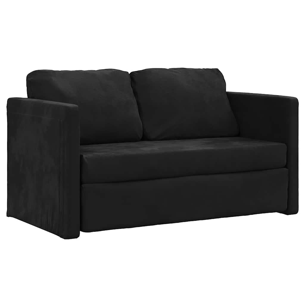 Floor Sofa Bed 2-in-1 Black 122x204x55 cm Velvet