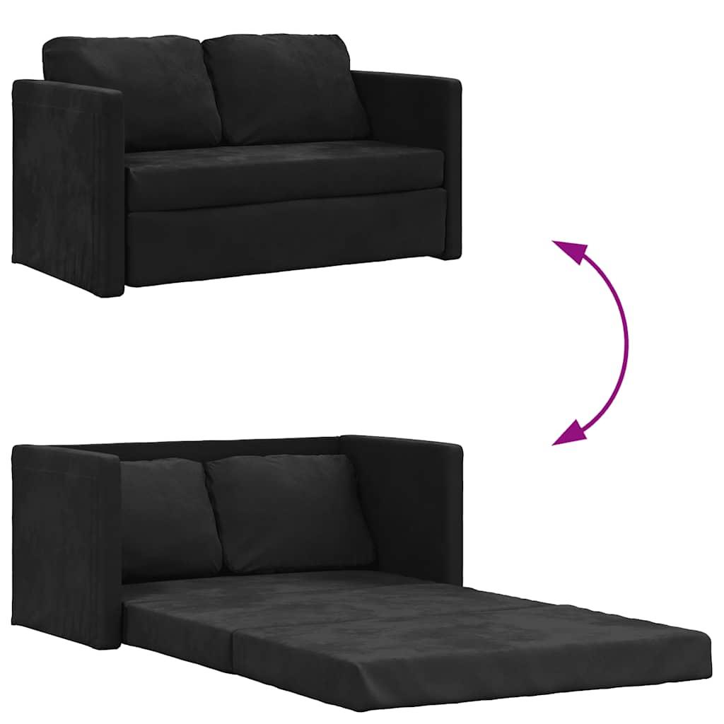 Floor Sofa Bed 2-in-1 Black 122x204x55 cm Velvet