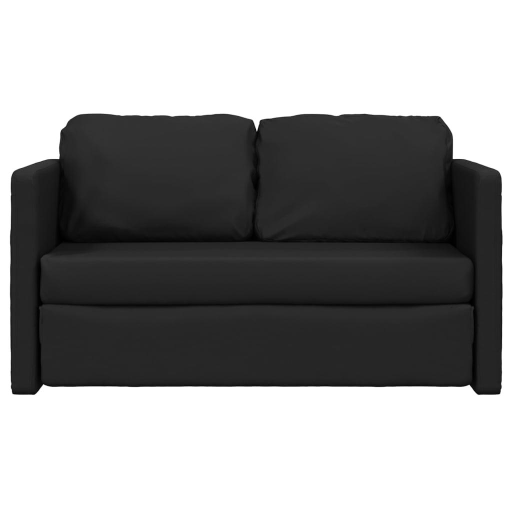 Floor Sofa Bed 2-in-1 Black 112x174x55 cm Faux Leather