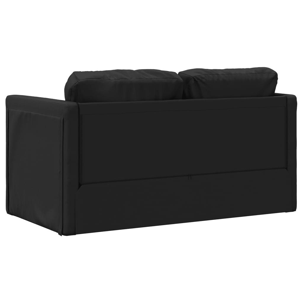 Floor Sofa Bed 2-in-1 Black 112x174x55 cm Faux Leather