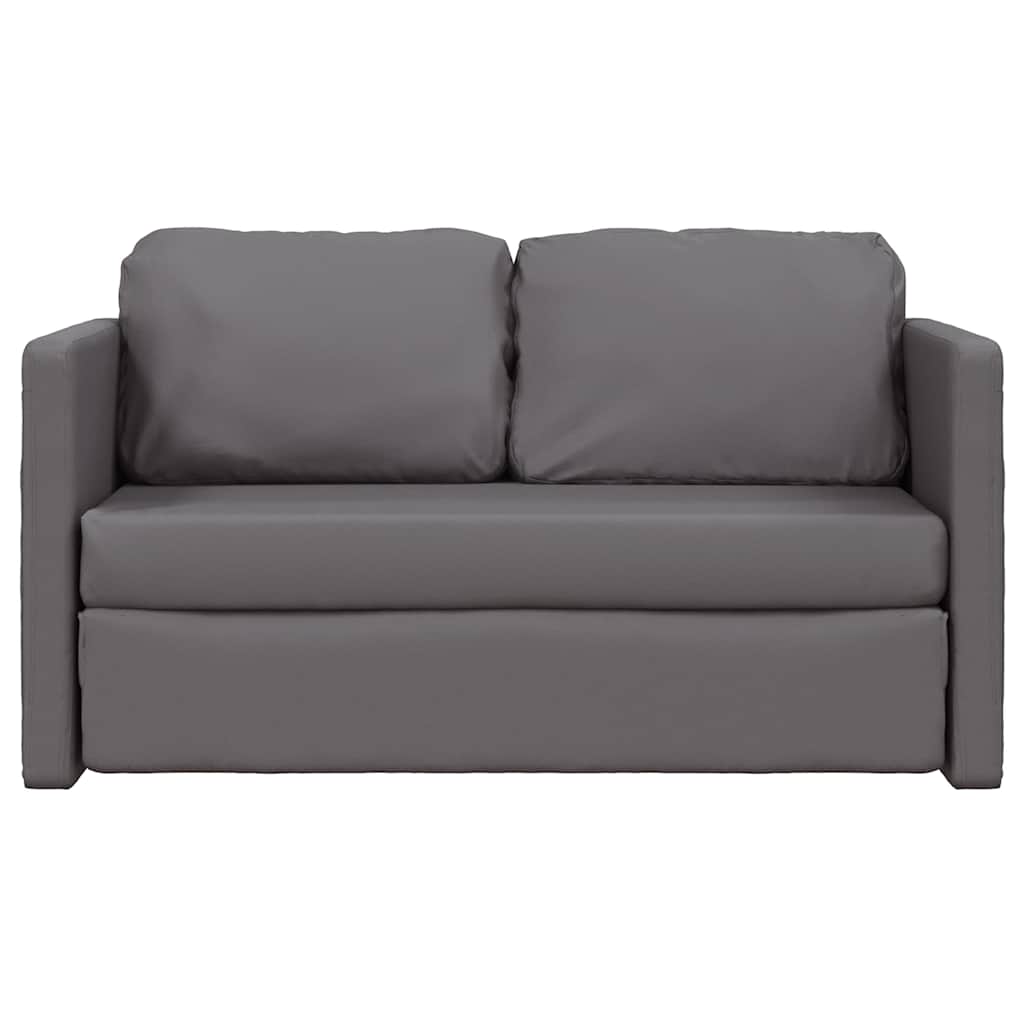 Floor Sofa Bed 2-in-1 Grey 112x174x55 cm Faux Leather