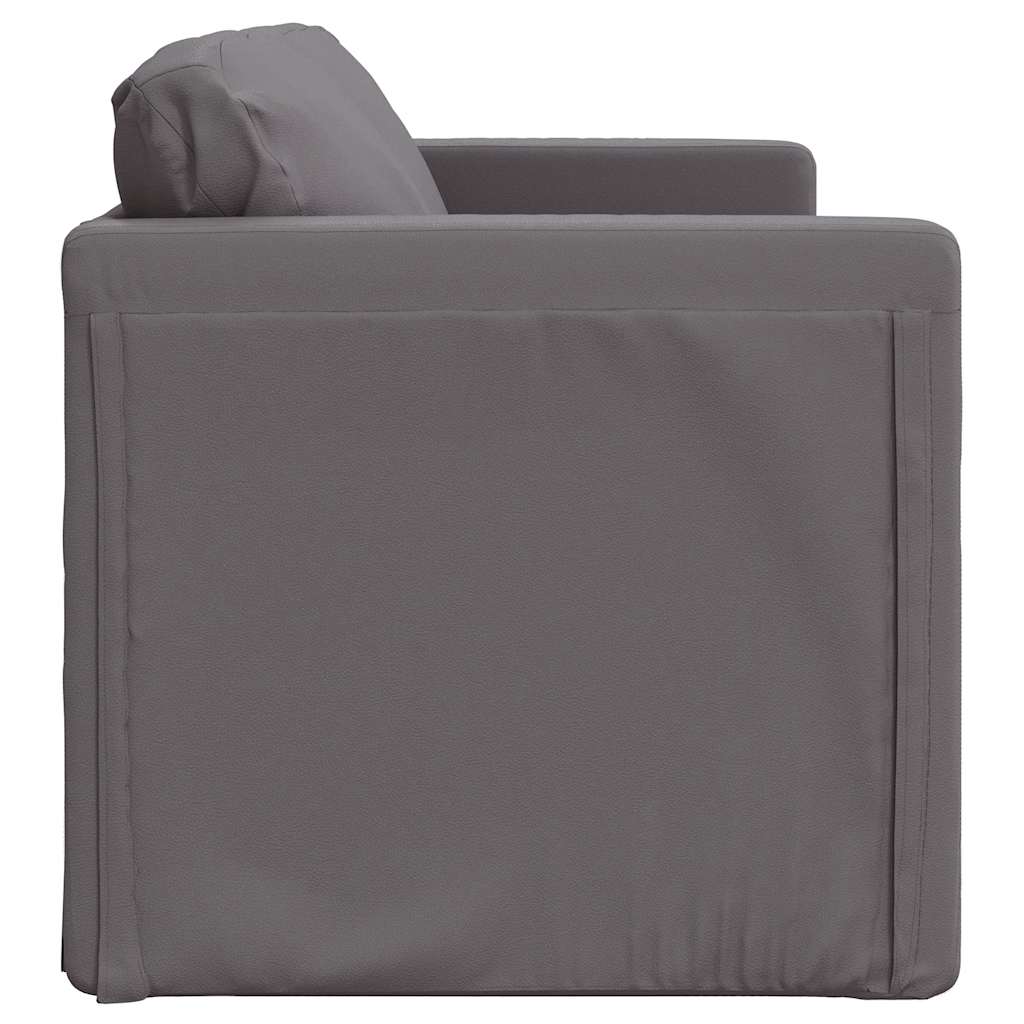 Floor Sofa Bed 2-in-1 Grey 112x174x55 cm Faux Leather