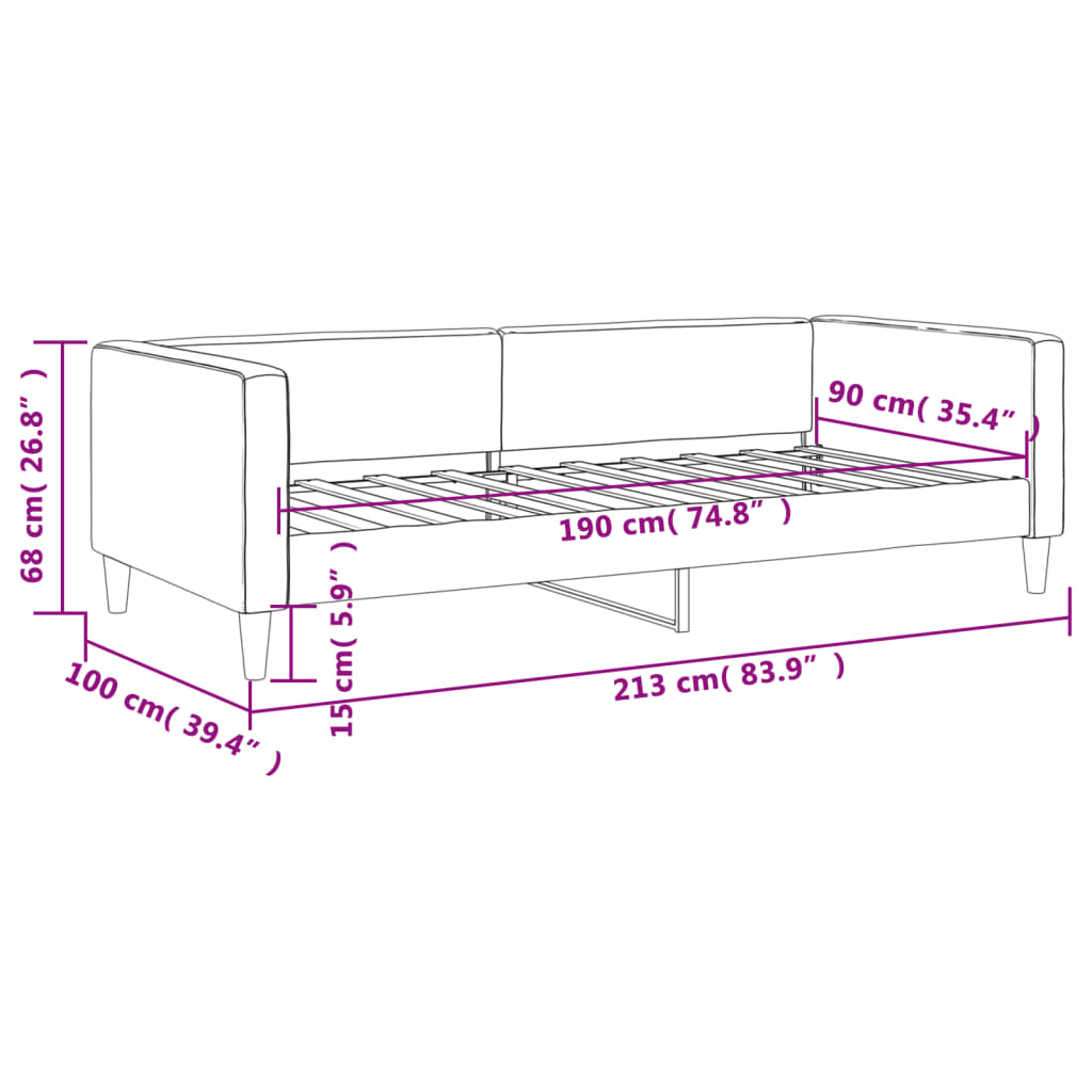 Day Bed without Mattress Dark Grey 90x190 cm Fabric