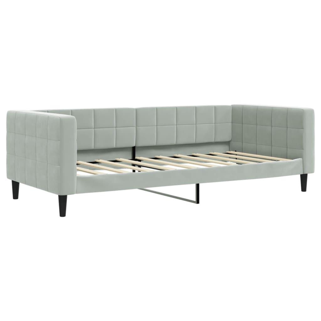 Day Bed without Mattress Light Grey 90x190 cm Velvet