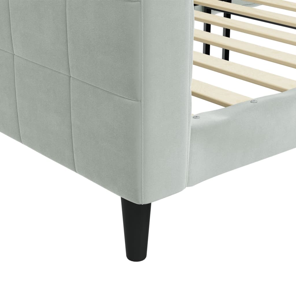 Day Bed without Mattress Light Grey 90x190 cm Velvet