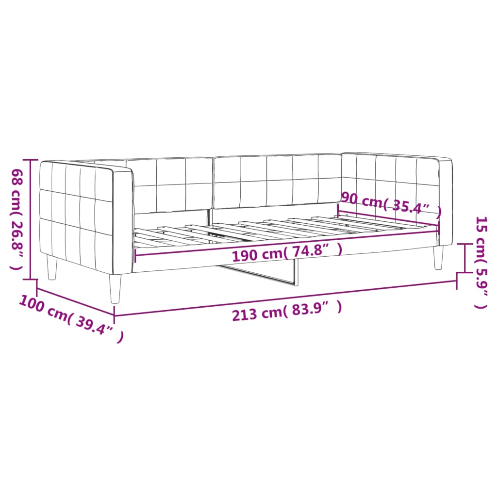 Day Bed without Mattress Light Grey 90x190 cm Velvet