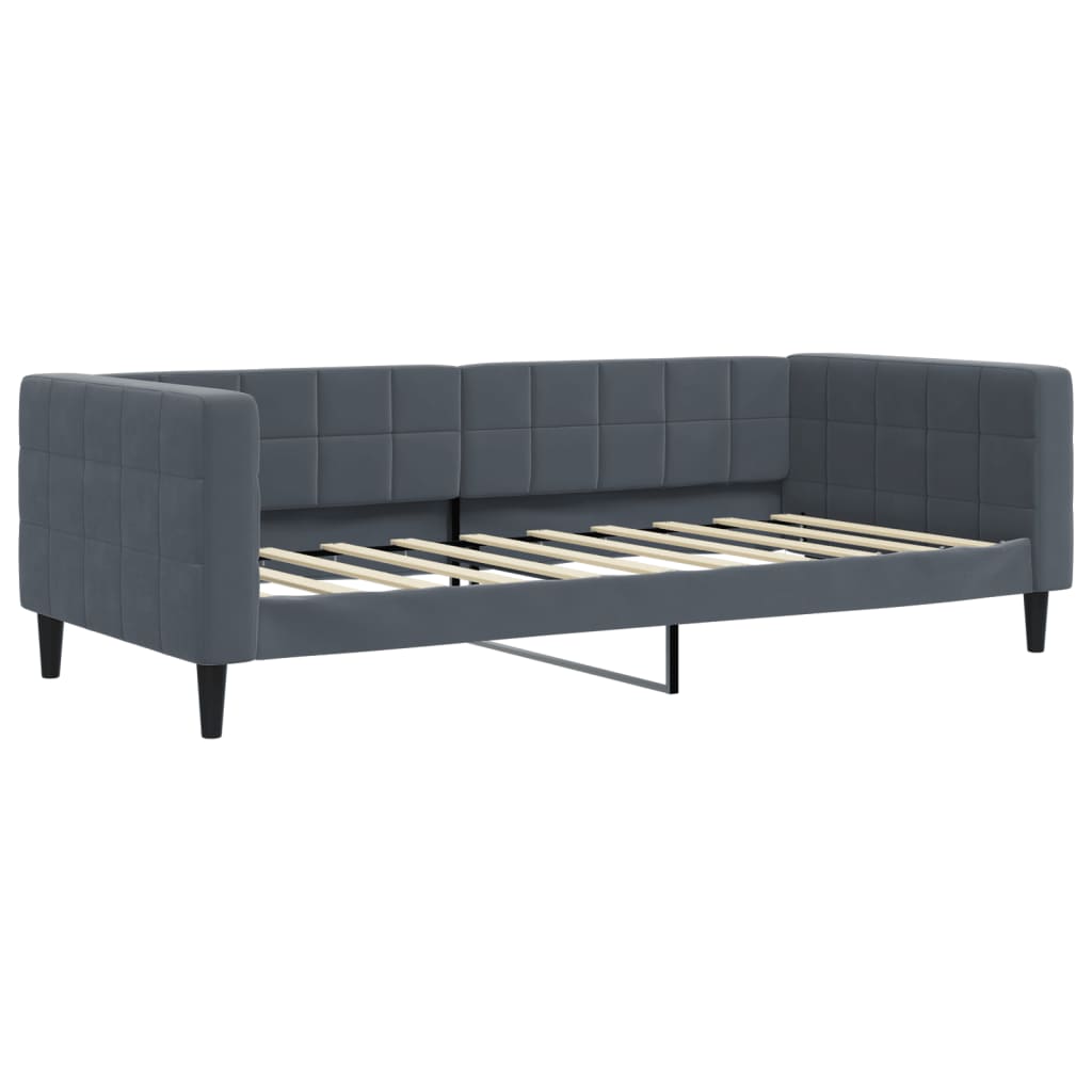 Day Bed without Mattress Dark Grey 90x190 cm Velvet