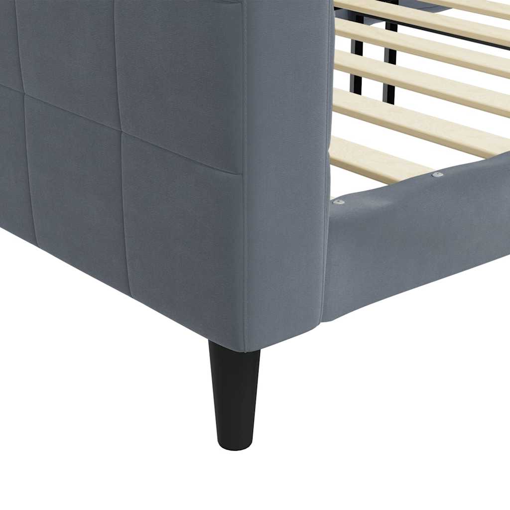 Day Bed without Mattress Dark Grey 90x190 cm Velvet