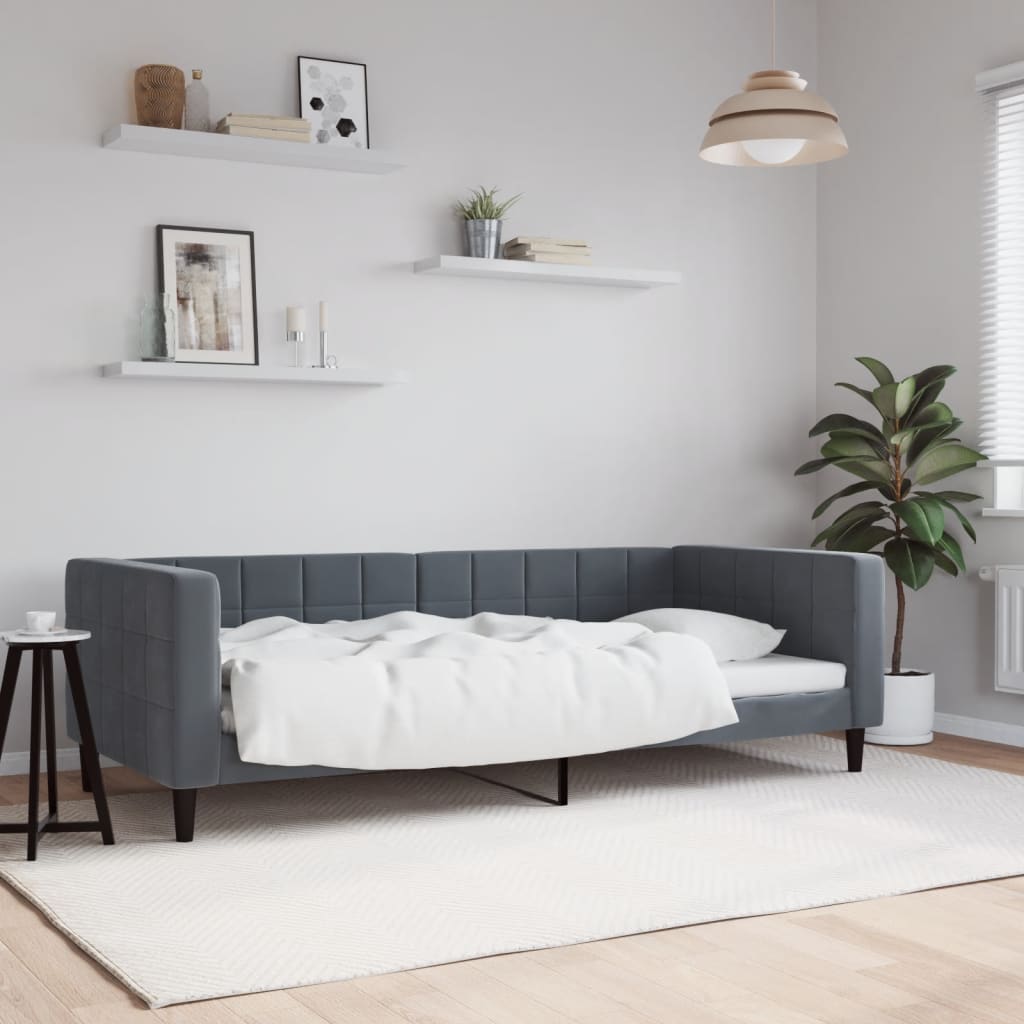 Day Bed without Mattress Dark Grey 90x190 cm Velvet